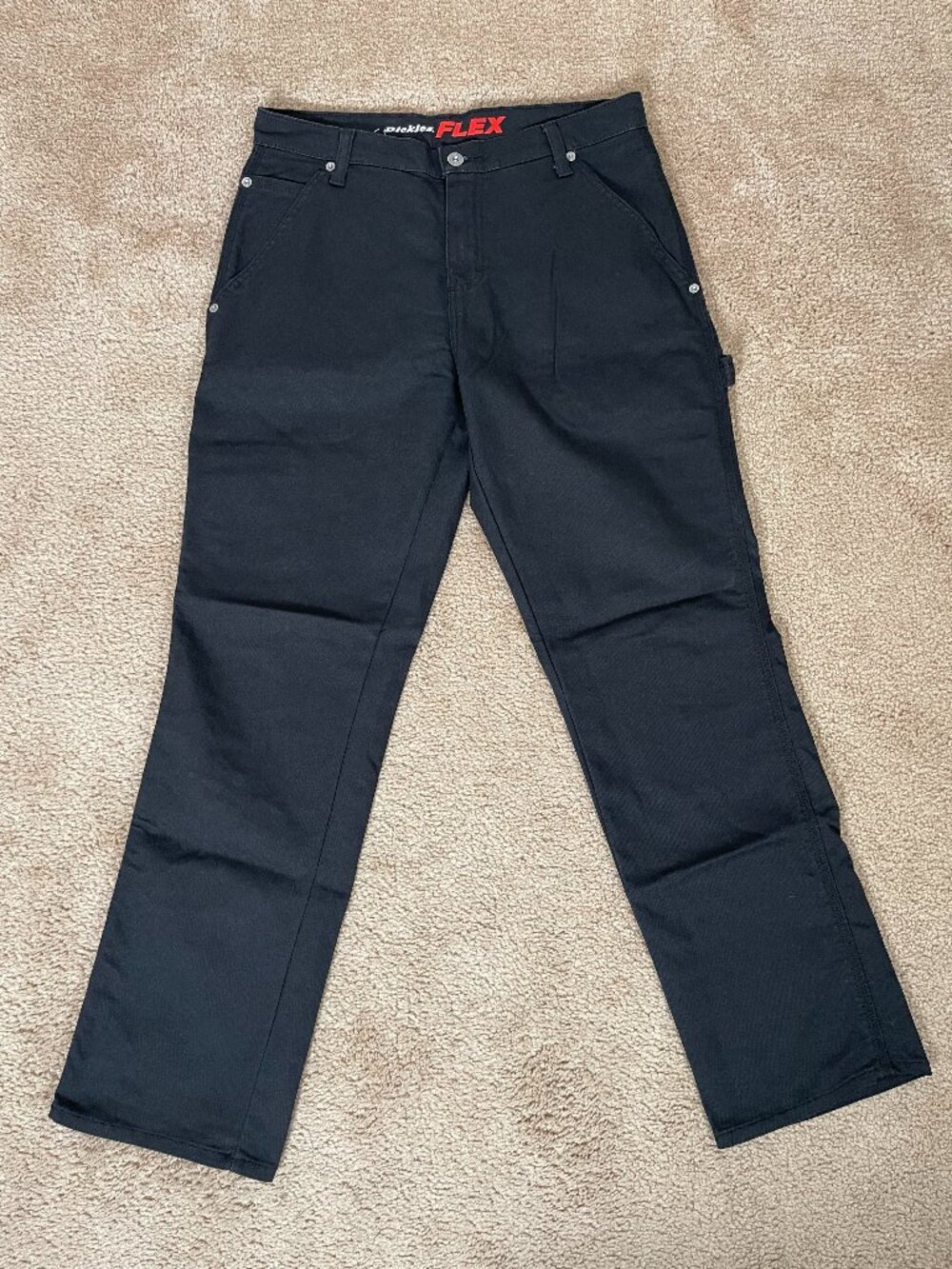 Dickies 30x30 Stonewashed Black FLEX Regular Fit Duck Carpenter Pants